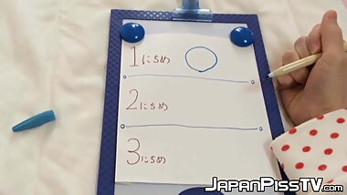Kinky chick from Japan keeps track of how much she can pee