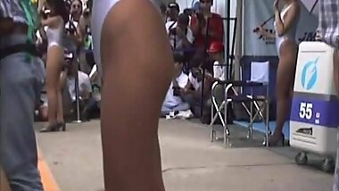 Japanese race queen silver leotard #1