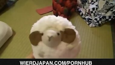 Japanese AV Model rubs dick through wall