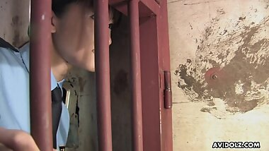 Getting her cunt fucked with toys helped from the officer