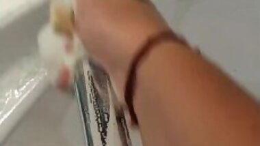 The bath creaked from how I jerked off the plumber