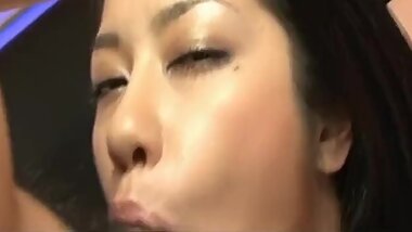 Kyoka Ishiguro topless and in stockings has hairy twat screwed