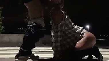 Japanese bitch blows on the road