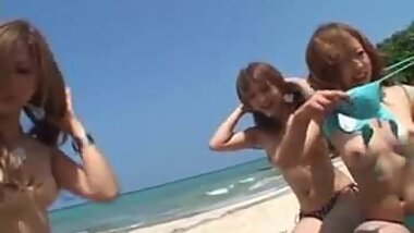 Shiho Kano and babes lick dong and have twats fucked on the