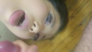 Deepthroat facefucking with a nice cumthroat finish