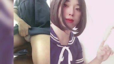 Japanese Hentai Shemale Crossdresser Sailor suit blow job Masturbation cosplay Animated Voice