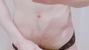 Ejaculation masturbation wearing pants given by friend