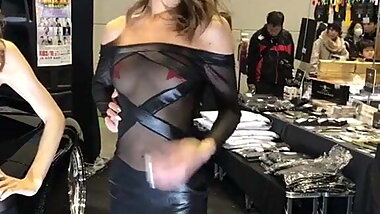 japanese car show girl sheer dress