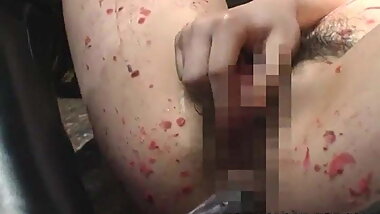 Skinny bitch has a bdsm session and a toy fuck