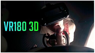 VR180 3D - Step Daughter Caught Sucking Dick in VRChat (Oral Creampie)