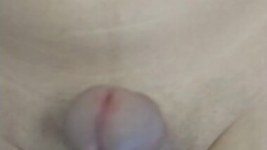Shaved dick masturbation