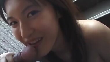 Smoking hot brunette Mayu Kotono gets on her knees and blows cock