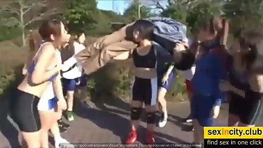 Japanese Girls Lift Carry Guy Then Give Blowjob