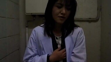 Yuko Tachibana uses vibrator on pussy on WC