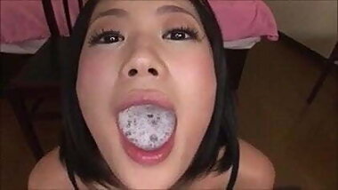 she gulps white stuff of unknown origin