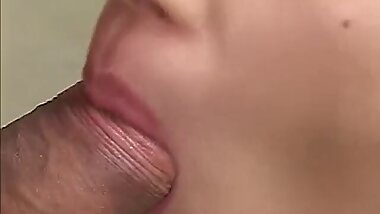 Japanese AV Model gets fingers and sucked dong in hairy poonanie