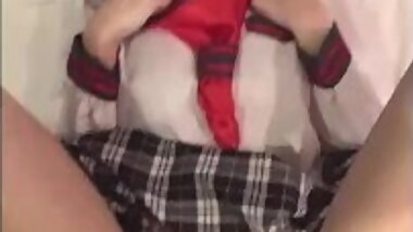 Japanese Idol [Mayuka] Check Skirt School Costume (part3) Raw SEX, POV in bed.