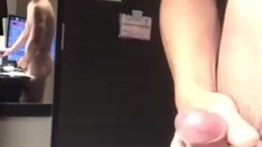 Masturbation ejaculation at a hotel on a business trip