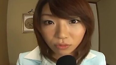 Mitsu Anno gets cock deepthroat and cum in mouth in food fetish