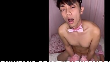 CUTE LITTLE ASIAN BUNNY BOY TWINK NICO CUMS ON HIS SHAG RUG