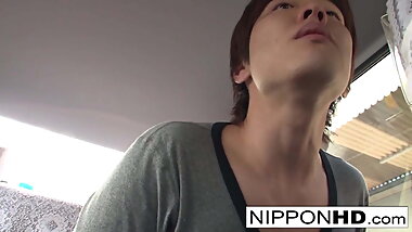 Hot Japanese babe fucks him in the car