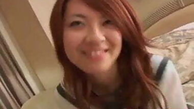 Peachy tits Japana hottie, Ran, gets a big dick in her twat