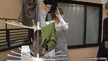 Asian slut Rui getting sucking off the dude