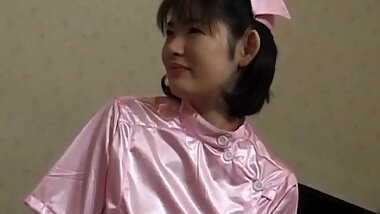 Takako nurse in stockings gets orgasms from vibrators on her cunt