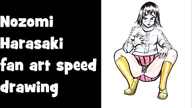 Nozomi Harasaki Fan art speed drawing