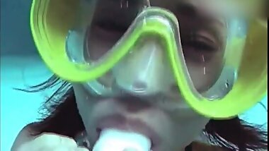 Sexy Asian Scuba Diving Underwater Blowing Bubbles Scuba Training PART 2