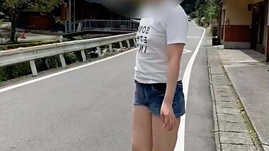 Japanese milf in onsen side of the road